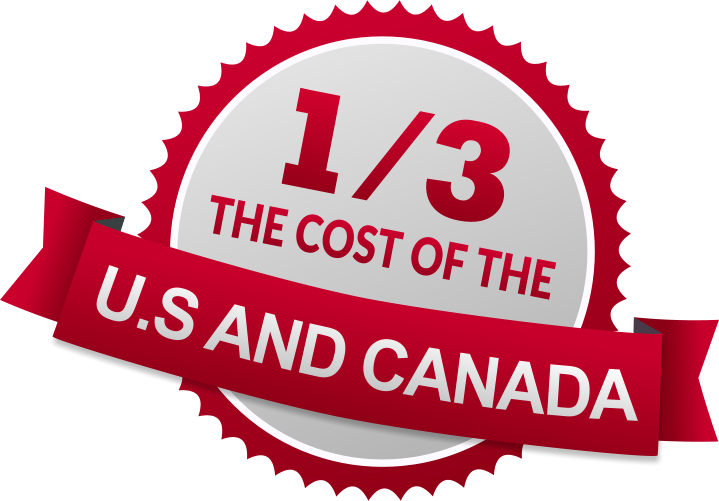 1/3 (one third) the cost of the US and Canada